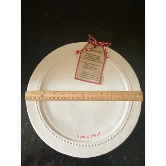 Mud Pie 12" White Sweet Swap Cookie ExchangePlatter - Picture 5 of 6